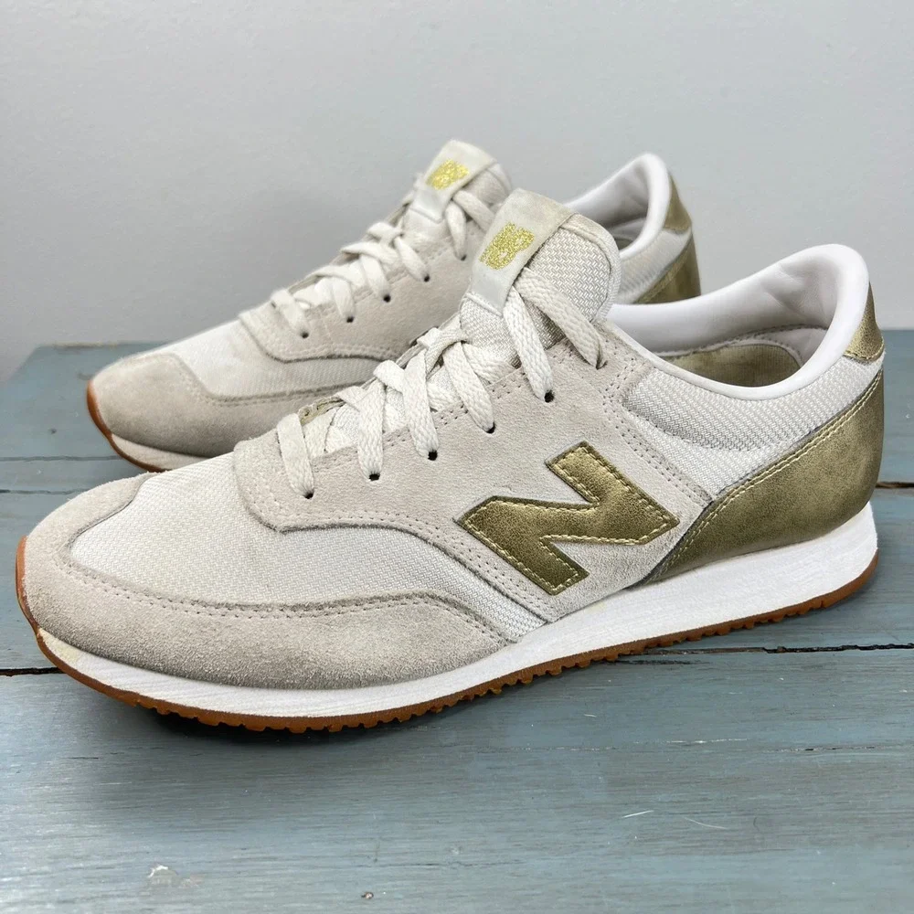 New Balance 620 Women 9.5 Sneakers Cream Gold Metallic CW620JD2 Low Top Shoes